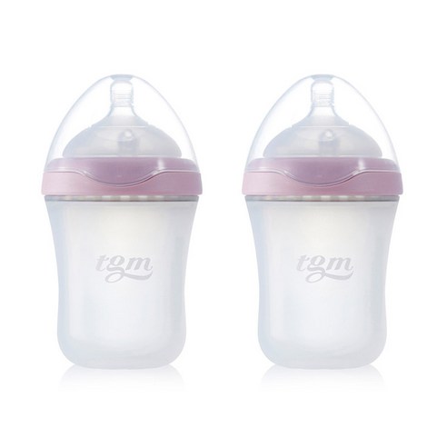 티지엠 실리콘 유꼭지젖병 트윈팩 180ml 인디언핑크+인디언핑크 젖꼭지 포함, 1단계(신생아), 2단계(4~6개월), 인디언핑크
