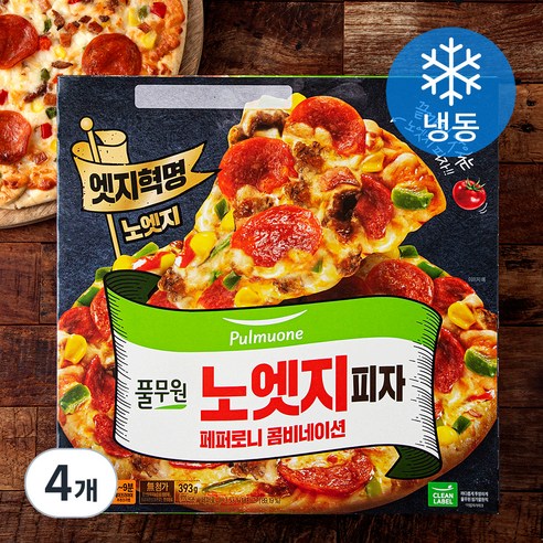 풀무원 노엣지 피자 페퍼로니 콤비네이션 (냉동), 393g, 1개입, 4개