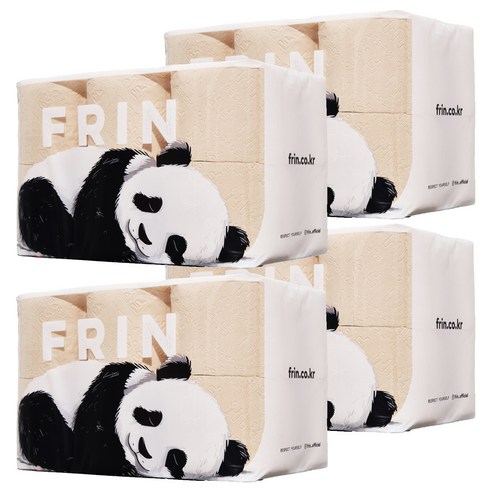 FRIN 먼지 줄인 대나무 천연펄프 3겹 화장지, 4세트, 12롤, 33m