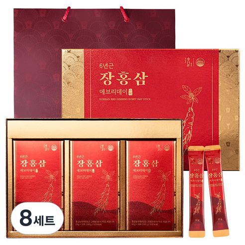6년근 장홍삼 에브리데이 스틱 30포 선물세트+쇼핑백, 300g, 8세트
