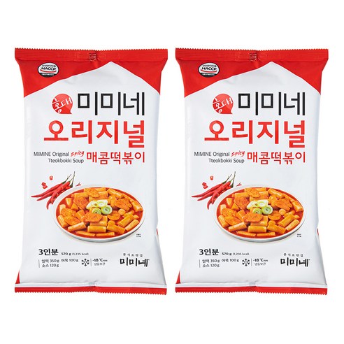 미미네 오리지널 매콤 떡볶이 (냉동), 570g, 2봉