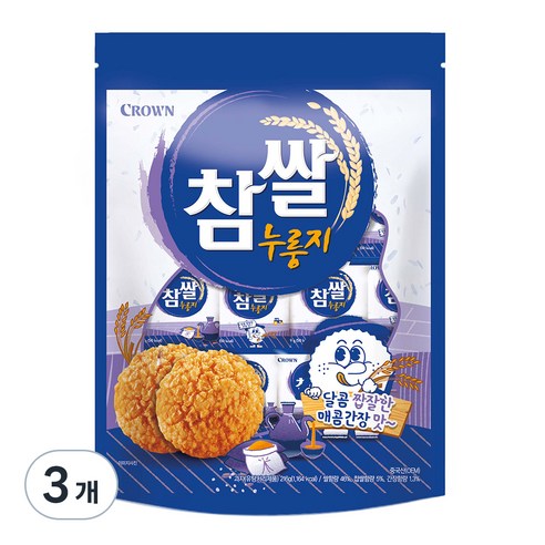 크라운 참쌀 누룽지, 216g, 3개