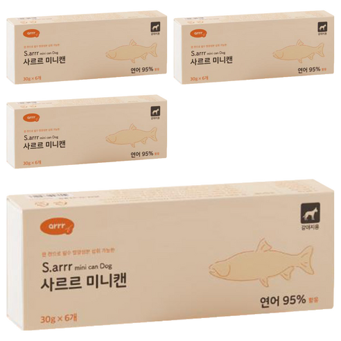 동원아르르 강아지 사르르 미니캔 독 30g 6p, 연어, 180g, 4개