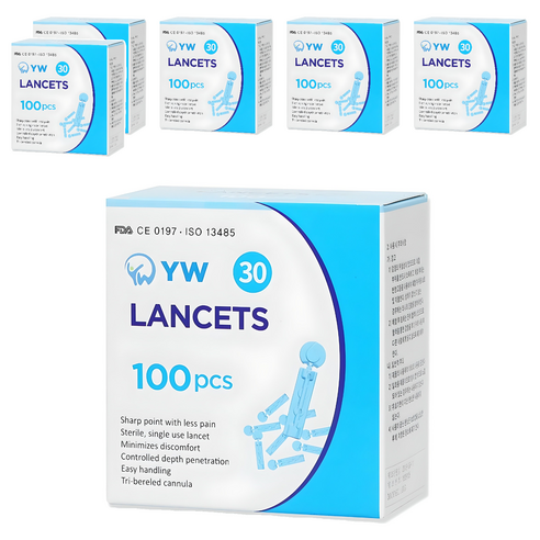 YW 일회용 수동 채혈침, 100개입, 6개
