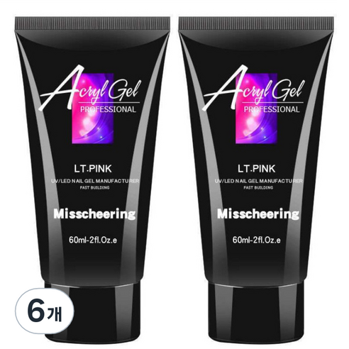 스위스녹스 손톱 연장 재료 베이직 폴리젤 60ml, 6개, 라이트핑크