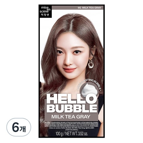 미쟝센 헬로 버블 염색제, 밀크티그레이, 6개