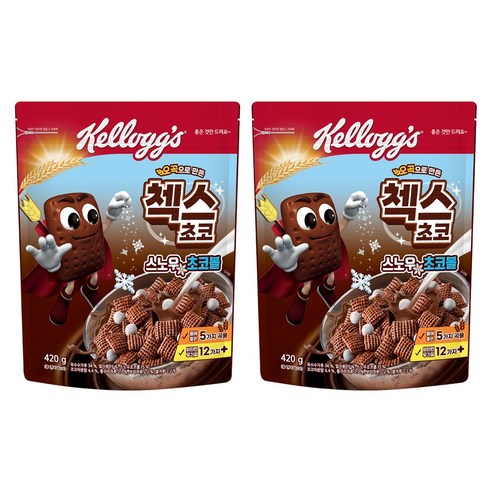 첵스초코 오곡으로 만든 스노우초코볼 시리얼, 420g, 2개