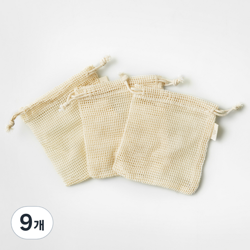 코멧 홈 유기농 원단으로 만든 순면 비누 거품망, 내추럴, 9개
