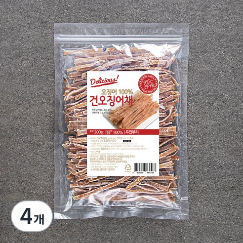 해맑은푸드 건오징어 채 (냉동), 200g, 4개