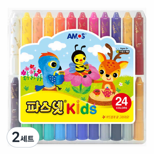 아모스 파스넷 키즈 크레파스, 24색, 2세트