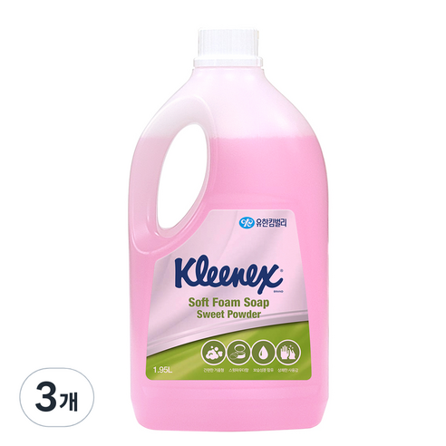 크리넥스 소프트 폼 솝 스윗파우더향, 1.95L, 3개