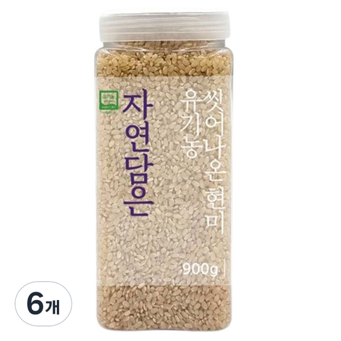 자연담은 유기농 씻어나온 현미 PET, 900g, 6개