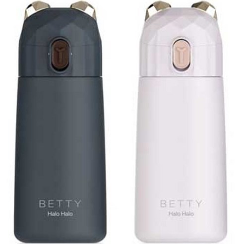 푸코 베티 미니 원터치 보온병 2p + 세척솔 세트, Black, Light Pink, 270ml