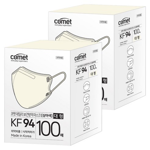 코멧 KF94 데일리 새부리형 보건방역 마스크 대형 와이드핏, 5개입, 40개, 상아색