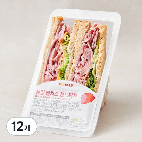 스웰리 통밀 햄치즈 샌드위치, 180g, 12개