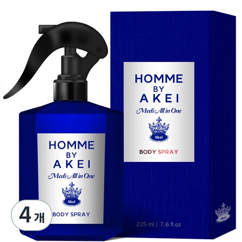 아케이 옴므 메디올인원 데오드란트 바디스프레이 센스페로몬향, 4개, 225ml
