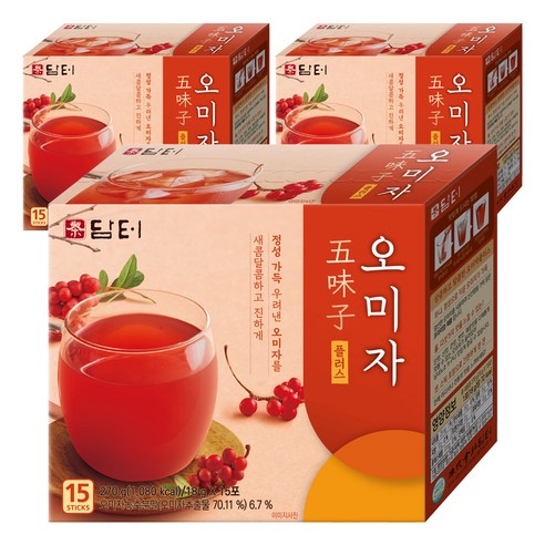 담터 오미자 플러스 과실차, 18g, 15개입, 3개