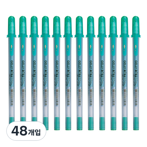 SAKURA 겔리롤 실버섀도우 젤잉크펜 1.0mm, 그린(629), 48개입