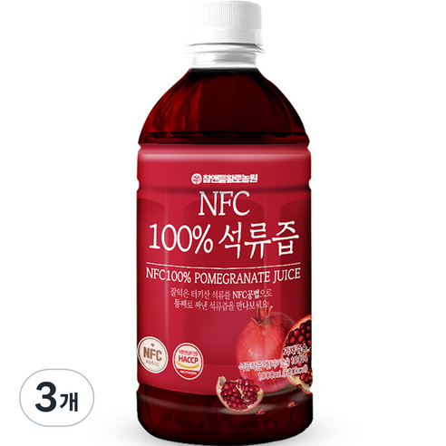 참앤들황토농원 NFC 착즙 석류즙, 1L, 3개