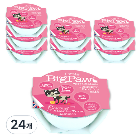 리틀빅파우 전연령 고양이 무스 주식 캔 습식사료/주식캔/주식파우치, 대서양 참치, 85g, 24개