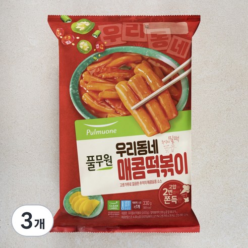 풀무원 우리동네 매콤떡볶이 2인분, 330g, 3개
