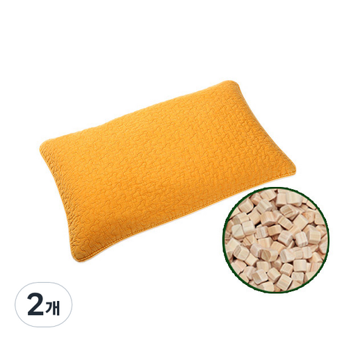 편백아트 큐브칩 순면 천연염색 편백 베이직 베개, 황토, 2개
