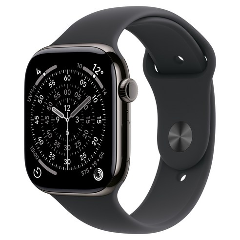 Apple 2025 애플워치 시리즈 11, 슬레이트, 42mm, GPS+Cellular, 티타늄,슬레이트/블랙 스포츠 밴드, S/M