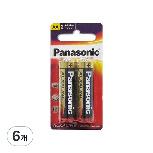 파나소닉 알카라인 AA 건전지, 2개입, 6개