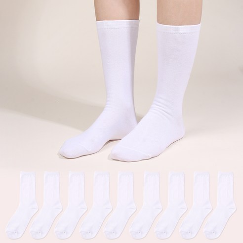두발로 여성용 프리미엄 무지 장목 양말 10켤레