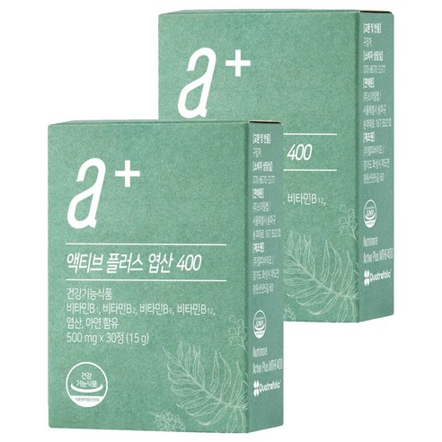 뉴트리모어 액티브 플러스 엽산 400 15g, 30정, 2개