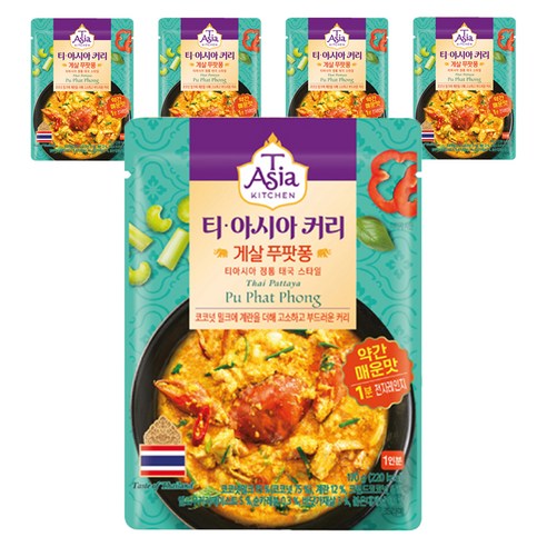 티아시아키친 게살 푸팟퐁 커리 전자레인지용, 170g, 5개