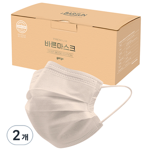 고르고 바른 마스크 대형, 50매입, 2개, 진베이지