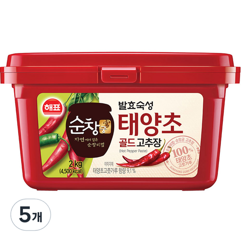 순창태양초고추장 해표 순창궁 태양초 골드 고추장, 2kg, 5개 Best Top5 순창태양초고추장 해표 순창궁 태양초 골드 고추장, 2kg, 5개 Best Top5