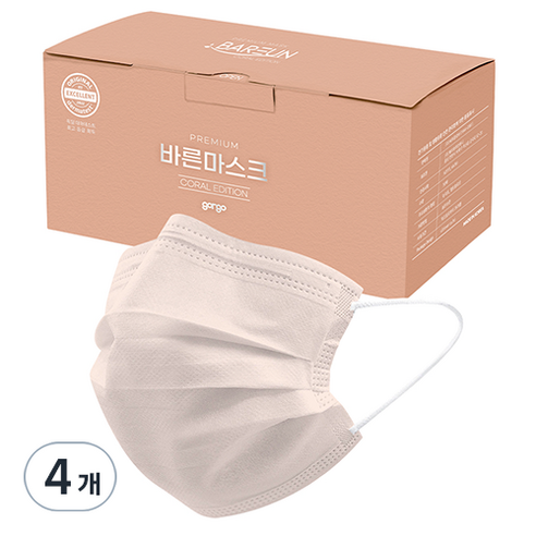 고르고 바른 일회용 마스크 중형 성인용, 50개입, 4개, 코랄
