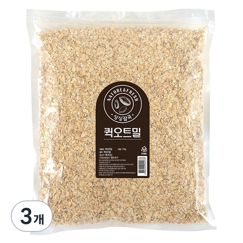 월드그린 싱싱 퀵오트밀, 3kg, 3개