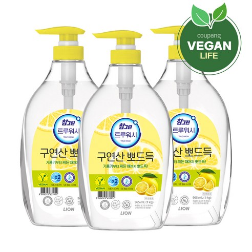 참그린 트루워시 구연산 뽀드득 주방세제 레몬향, 1kg, 3개