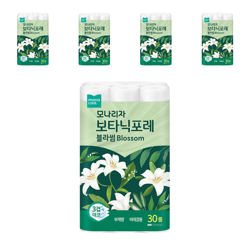 모나리자 보타닉포레 블라썸 3겹 고급롤화장지, 27m, 30개입, 5개
