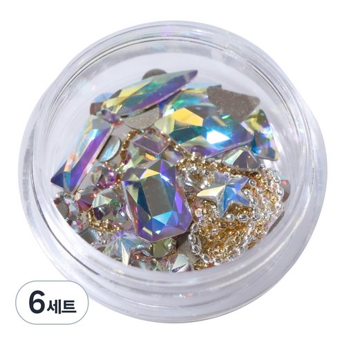 스와로브스키 셀프 네일 키트 세트, AB, 6개