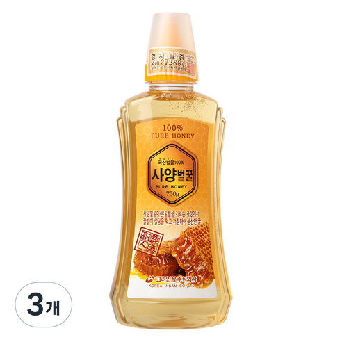 고려인삼 사양벌꿀, 750g, 3개