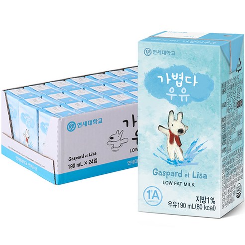 연세우유 가볍다 우유, 190ml, 24개