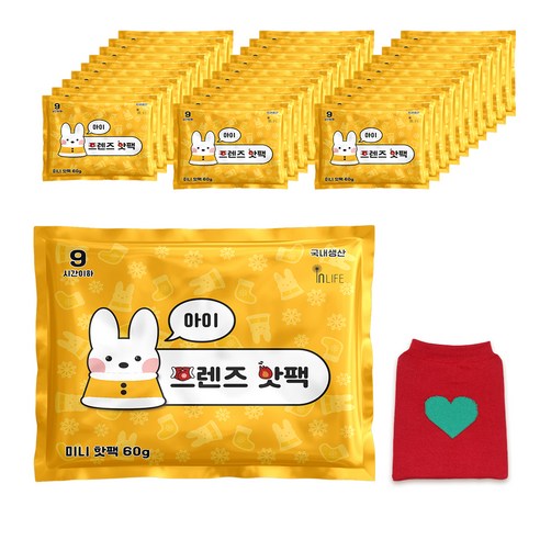 아이프렌즈 핫팩 미니 60g x 30p + 핫팩주머니, 30개