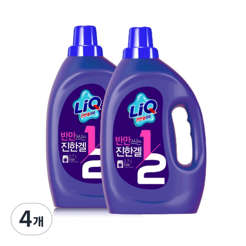애경 반만쓰는리큐 드럼용 액상세제 본품, 2.7L, 4개