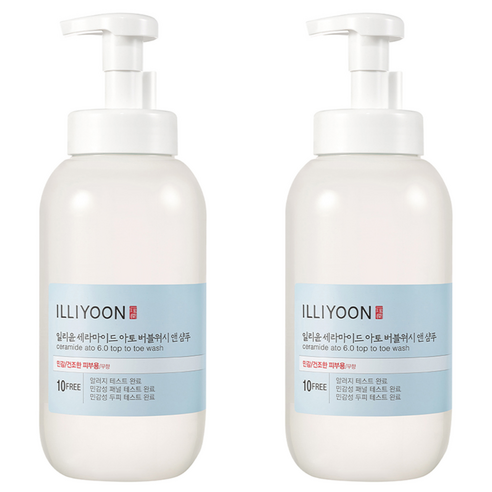 일리윤 세라마이드 아토 버블워시앤샴푸 바디워시 무향, 900ml, 2개
