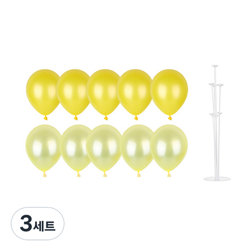 파티쇼 풍선꽂이장식세트 70cm, 옐로우파티, 3세트
