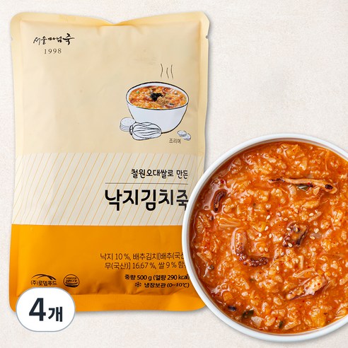 서울마님죽 낙지김치죽 (냉장), 500g, 4개