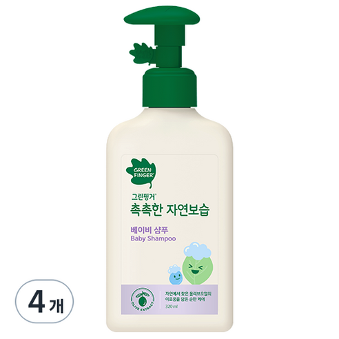 그린핑거 촉촉한 자연보습 베이비 샴푸, 320ml, 4개