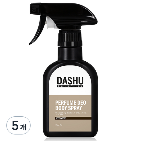 다슈 솔루션 퍼퓸 데오드란트 바디스프레이 딥우디향, 5개, 200ml