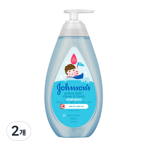존슨즈베이비 액티브 키즈 클린 앤드 프레시 샴푸, 2개, 500ml