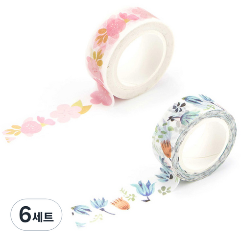라이프포인트 내츄럴 일러스트 마스킹 테이프 03알란토인 세트, 03알란토인, 08벚꽃, 6세트