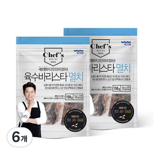 바다원 육수 바리스타 멸치 다시팩 10p, 6개, 150g